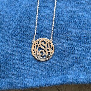 Sterling Silver 'KJS' mongrammed necklace